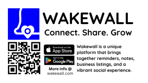 Wakewall is a unique platform that brings together reminders, notes, business listings, and a vibrant social experience. wakewall.com More info @ WAKEWALL Connect. Share. Grow