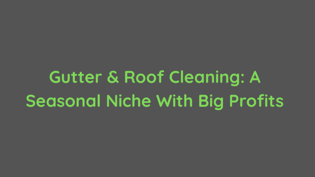 Gutter & Roof Cleaning A Seasonal Niche With Big Profits