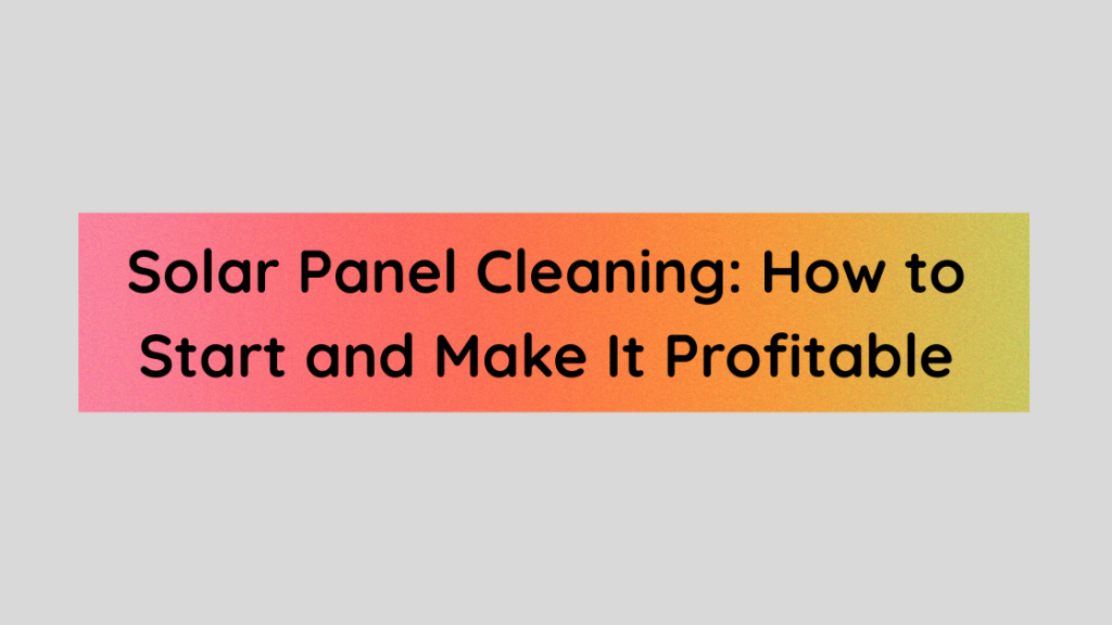 Solar Panel Cleaning How to Start and Make It Profitable