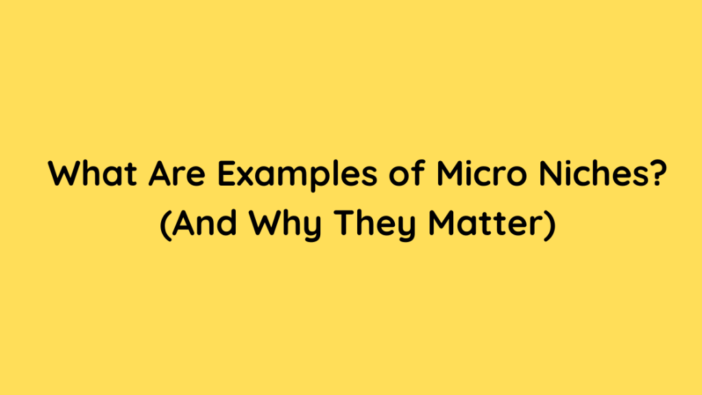 What Are Examples of Micro Niches (And Why They Matter)